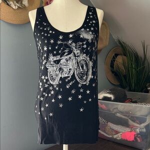 Rock & Republic Black Starry Motorcycle Tank Top